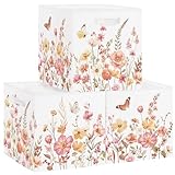 HUUMONSS 30cm Aufbewahrungsbox 3 Stück Wilde Blume Aufbewahrungskorb Kinder Falt Garten...