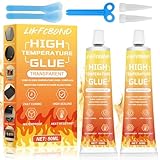 LIKFCBOND Hochtemperaturkleber, 2 Stück Hitzebeständiger Kleber, Feuerfestes Silikon,...