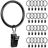 Caianwin 25 Stück Vorhangringe Metall Gardinenringe mit Clips 32mm Innendurchmesser Curtain Rings...