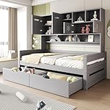 Luxeza Holzsofa-Bett 90 x 200 cm, multifunktionaler Stauraum, große Schublade, Einzelbett,...