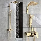 VASDEV Goldene Bad-Duscharmaturen, 8-Zoll-Regenduscharmatur-Set, Wandmontage mit Handbrause,...