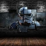 GSDFSD 5 Teilig Art Bilder Wandbild Leinwand Sturmtruppler Star Wars Movie Format Wohnzimmer Wohnung...