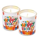 Candelo 2er Set hochwertige Geburtstagskerzen – Happy Birthday Kerze – 8 x 7cm - 30 Std...