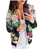 MINYA Damenjacke, schick, elegant, Herbst, Blumendruck, langärmlig, mit Taschen, leicht,...