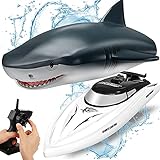 OBEST Ferngesteuertes Boot Hai, RC Shark Boot Spielzeug 2 in 1, 2.4GHz RC Elektro Boot, Kinder...
