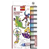 Marabu 0306000000100 - Kids Window Color Set mit 10 x 25 ml Farbe und Malvorlage A4 mit 18 Motiven,...