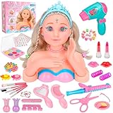 MOMOSTAR Frisierkopf Kinder Set, 62 Stück Schminkkopf und Frisierkopf für Mädchen, Schminkpuppe...
