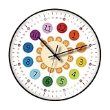 Psdndeww Moderne Kinder-Wanduhr, 20,3 cm, Zeitmanagement, Zeitanzeige, leises Uhrwerk, für...
