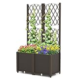 HOMASIS Blumenkasten mit Rankgitter, Pflanzenkasten mit Spalier & Selbstbewässerung, Pflanzkübel...