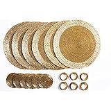 Penguin Home Set mit 18 Glasperlen Platzdeckchen, Untersetzern und Serviettenringen – goldfarben...