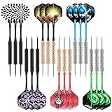 CyeeLife Dartpfeile mit Metallspitze,18 Stück Profi Steeldarts,Steel Darts Set mit Schaft und...