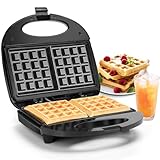 Aigostar Waffeleisen mit Antihaftbeschichtung, Waffelmaker für 2 belgische Waffeln, tiefer Form,...