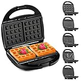 Lehmann Sandwichmaker 5 in 1 mit verschiedene Formen | Waffeleisen, Kontaktgrill, Panini, Sandwich,...