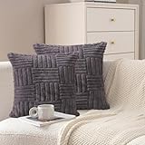 2er Set Kissenbezüge Weicher Plüsch Zierkissenbezüge: 45x45 cm Wollsamt Dekokissenbezuge...