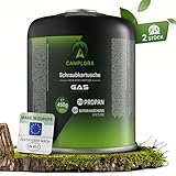 CAMPLORA Gaskartusche 2x 450g mit Schraubventil, Propan/Butan, Schraubkartusche mit Gewinde,...