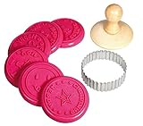 Rayher Hobby 28858000 Keksstempel Set, 8-teilig, 1 Stempelgriff, 1 Ausstechring, 6 Stempelköpfe aus...