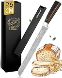 KRUSTENZAUBER 26 cm Brotmesser mit Wellenschliff – Scharfes Brotschneidemesser mit hochwertigem...
