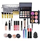 All In One Makeup Set, Makeup-Geschenkset für Frauen Anfänger - Kosmetiktasche mit Lidschatten...
