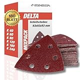 Delta-Schleifdreiecke mit Klett, 180 Blatt, 93 x 93 x 93 mm, 6 Löcher, je 30 x Korn...