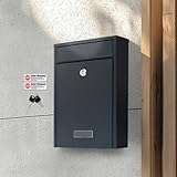 Zedelmaier Briefkasten anthrazit Wandbriefkasten für Mehrfamilienhaus Briefkasten mit Schloss...