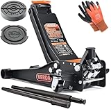 Verda Wagenheber hydraulisch 3T, 75-515mm, 2X Gummi, mit Schmiernippel, Montagehandschuhe Extra...