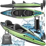 tectake® Kajak Boot aufblasbar, aufblasbares Kanu Paddelboot für 2 Personen mit 2X Doppelpaddel...