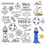 BETESSIN Silikon Stempel Maritime Silikonstempel Leuchtturm Klare Stempel Meer Stempelmotive Clear...