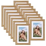 Vasemouh Naturholzfarbene Bilderrahmen 15er-Set, für 9x13 Bilder mit Passepartout oder für Bilder...