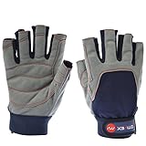 MOTIVEX Segelhandschuhe Rote Naht alle Finger geschnitten Grösse XXS - XXXL, S, Blaugrau