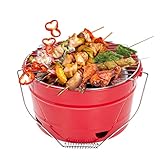 Uten Grill Tragbarer Grilleimer mit Griff, Leckeres BBQ, Picknickgrill mit Großer Grillfläche,...
