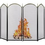 Amagabeli Funkenschutzgitter Kaminschutzgitter 4-teilig Gold Schmiedeeisen Kamin Stehendes Tor...