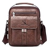 Umhängetasche Herren Schultertasche Herrentasche Klein Vintage PU Leder Crossbody Herren Tasche...