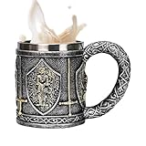 Mittelalterlicher Bierkrug, mittelalterlicher Ritterbecher, Bier-Tankard-Kaffeetasse, 450 ml,...