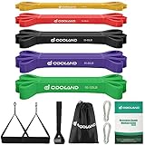 Odoland Fitnessbänder Set Pull Up Resistance Band in 5X Verschiedene Zugstärken – Expander...