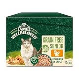 JAMES WELLBELOVED 12 x 85g Katze Senior Portionsbeutel Nassfutter ohne Getreide, Truthahn in Sauce