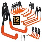 TECHSHARE Wandhaken Garage, 12 Stück Schwerlast Garage Haken, 4 Verschiedene Größen, Doppelte...