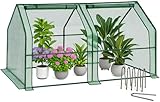 VOUNOT Gewächshaus Mini 180x90x90 cm mit 2 Rolltür, Klein Foliengewächshaus für Balkon, Garten,...