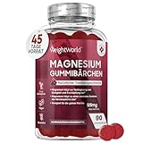 Magnesium Gummibärchen 125mg - 90 Magnesiumcitrat Gummis für Erwachsene & Kinder - Für...