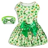 St. Patrick's Day Hundekleid mit Fliege Festliches Kleeblatt und Regenbogen Design für kleine und...
