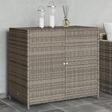 Chaduof Gartenschrank Grau 83x45x76 cm Poly Rattan, Geräteschuppen, Gerätehaus, Wetterfest,...