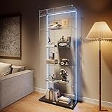 Glasvitrine Standvitrine, Glasvitrine Stehend Mit LED Beleuchtung, 5 Glasböden, 2 Türen,...