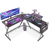 ODK L-förmiger Schreibtisch, Computertisch, Bürotisch mit runder Ecke, Gaming-Tisch mit...