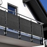 NYVI Polyrattan Balkon Sichtschutz Privafence 90x500 cm Anthrazit - Balkonbespannung mit Metallösen...