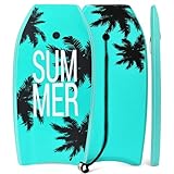 GYMAX Surfbrett, Schwimmbrett mit Zugseil & EPS Schaumstoff-Kern, Bodyboard Surfboard für Kinder &...