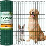 Amagabeli 1M X 25M Gartenzaun Zaun PVC-beschichteter 100 x 50mm 2.1 mm Drahtzaun Maschendraht...