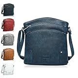 CASAdiNOVA Elegante Damenhandtasche mit Drei Fächern I Damen Handtasche (Blau)