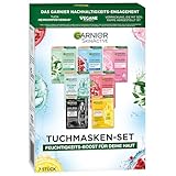 Garnier Tuchmasken Set für jeden Hauttyp, 7 Gesichtsmasken für trockene bis normale Haut, Vegane...