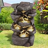 Gartenbrunnen Zimmerbrunnen Brunnen Zierbrunnen Springbrunnen Brunnen FELS-ZAUBER mit LED-Licht 230V...