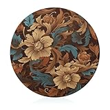 Set mit kunstvollen Glasschneidebrettern mit Blumenmuster, 20 cm, rund, für Lebensmittel,...