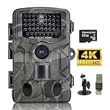 FunKind Wildkamera 4K 50MP, Wildtierkamera mit Nachtsicht Bewegungsmelder Weitwinkel 120°, 850nm IR...